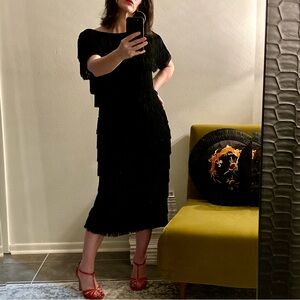 Vintage Mod Fringe Pat Premo California Midi Dress Size Small